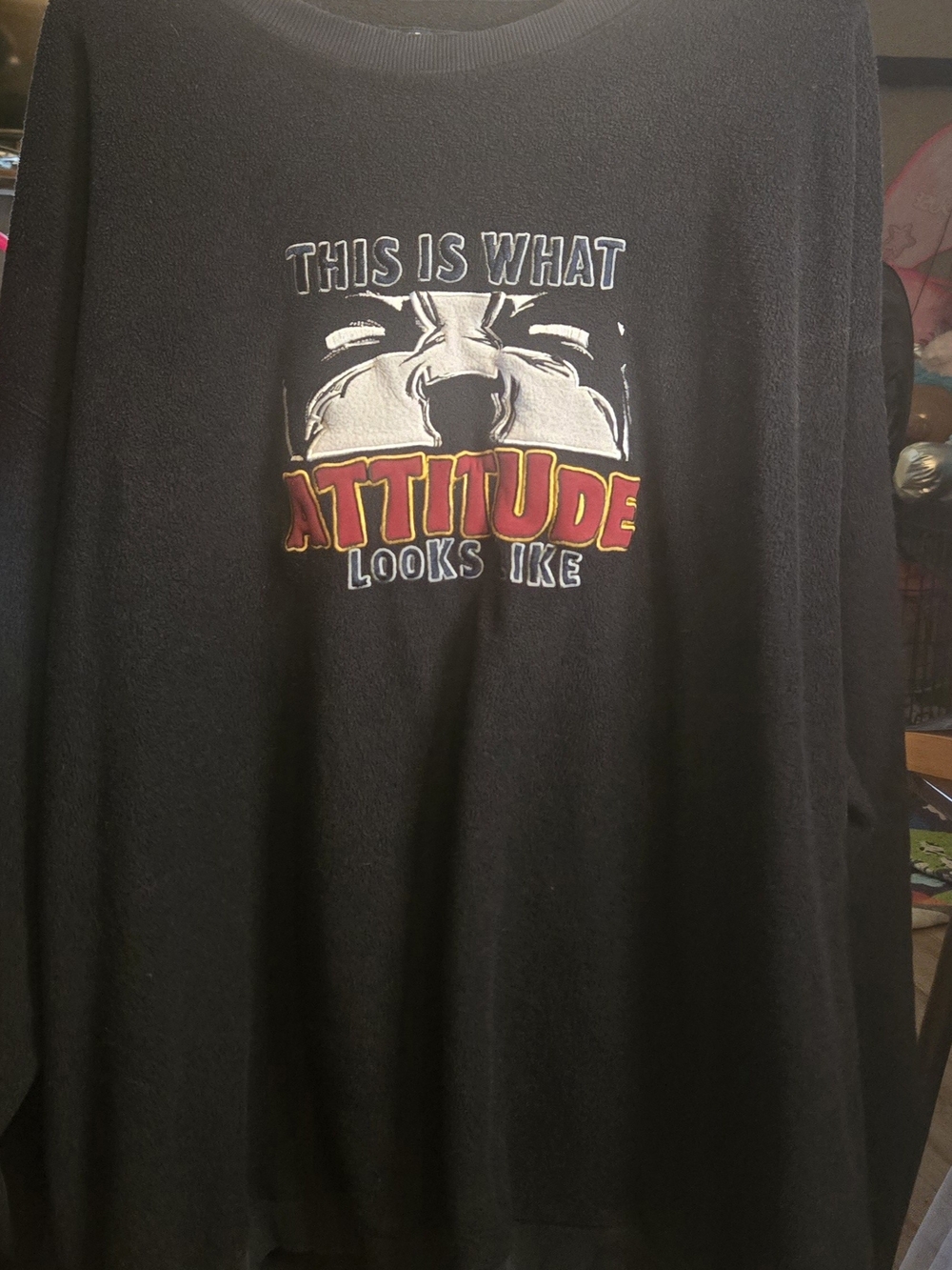Fleece Sweatshirt 4XL Black Crewneck